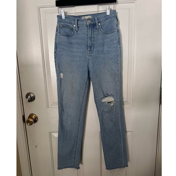 Madewell High Rise Jeans The Perfect Vintage Ripped Light Denim Women's Size 25 - Picture 4 of 7